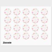 Sticker Rond Baby shower PixDezines, Aquarelle florale, Blush (Feuille)