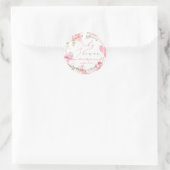 Sticker Rond Baby shower PixDezines, Aquarelle florale, Blush (Sac)