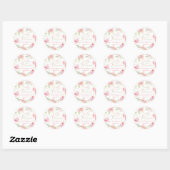 Sticker Rond Baby shower PixDezines, Aquarelle florale, Blush (Feuille)