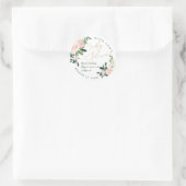 Sticker Rond Baby shower PixDezines, Aquarelle florale, Blush (Sac)
