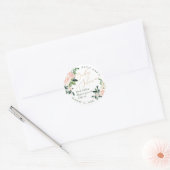 Sticker Rond Baby shower PixDezines, Aquarelle florale, Blush (Enveloppe)