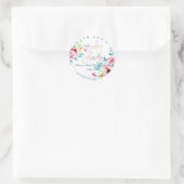 Sticker Rond Baby shower PixDezines, Aquarelle Florale, Ombre (Sac)