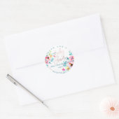 Sticker Rond Baby shower PixDezines, Aquarelle Florale, Ombre (Enveloppe)