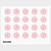 Sticker Rond Baby shower Pointe Rose Cute/Fille Sprinkle (Feuille)