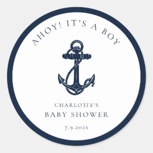 Sticker Rond Baby shower pour Ancres nautiques