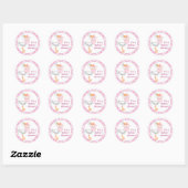 Sticker Rond Baby shower pour filles Stork & Triplet (Feuille)