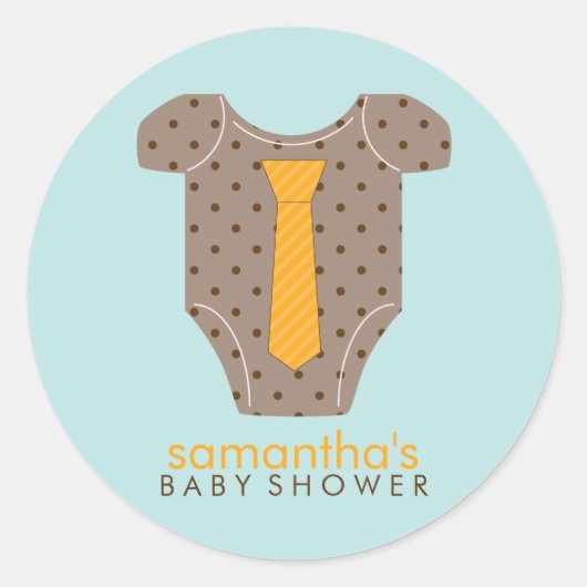 Sticker Rond Baby shower pour garçon en tenue de cravate (Devant)