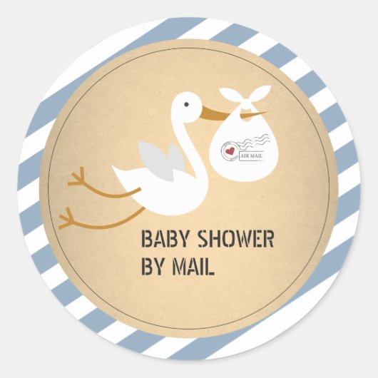 Sticker Rond Baby shower pour garçon Stork par courrier (Devant)
