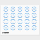 Sticker Rond Baby shower pour garçons d'hiver Blue Snowflake (Feuille)