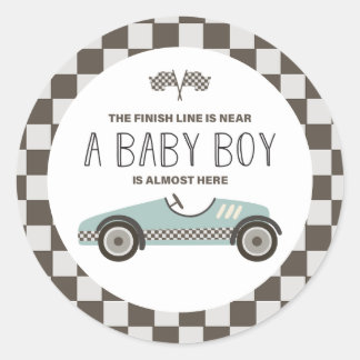 Sticker Rond Baby Shower pour voiture de course vintage