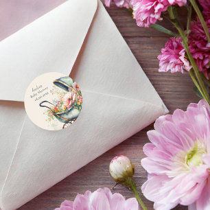 Sticker Rond Baby shower Pram Vintage personnalisé