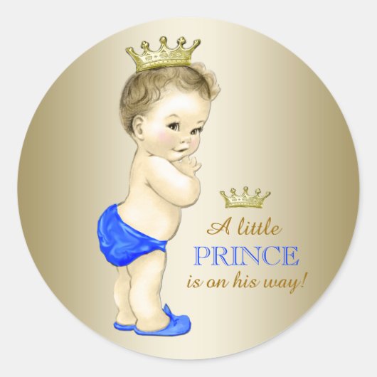 Sticker Rond Baby-Shower Prince (Devant)