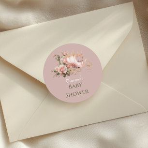 Sticker Rond Baby shower Princess Carrie Vintage rose Roses