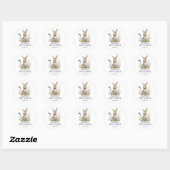 Sticker Rond Baby Shower Quelques fleurs sauvages de lapin auto (Feuille)