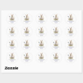 Sticker Rond Baby Shower Quelques fleurs sauvages de lapin auto (Feuille)