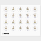Sticker Rond Baby shower Quelques fleurs sauvages lapin autocol (Feuille)