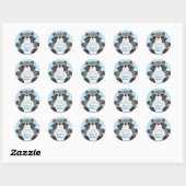 Sticker Rond Baby shower Raccoon bleu (Feuille)