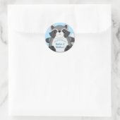 Sticker Rond Baby shower Raccoon bleu (Sac)