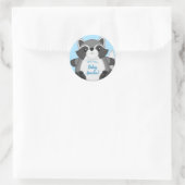 Sticker Rond Baby shower Raccoon bleu (Sac)