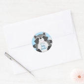 Sticker Rond Baby shower Raccoon bleu (Enveloppe)