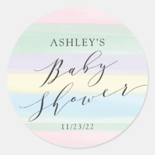 Sticker Rond Baby shower Rainbow Stripes
