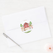 Sticker Rond Baby shower Red Farm Animaux (Enveloppe)