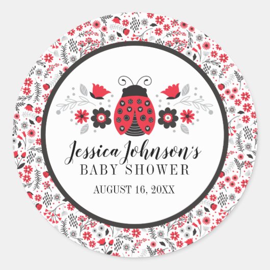 Sticker Rond Baby shower Red Ladybug (Devant)