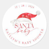 Sticker Rond Baby shower Red Père Noël (Devant)