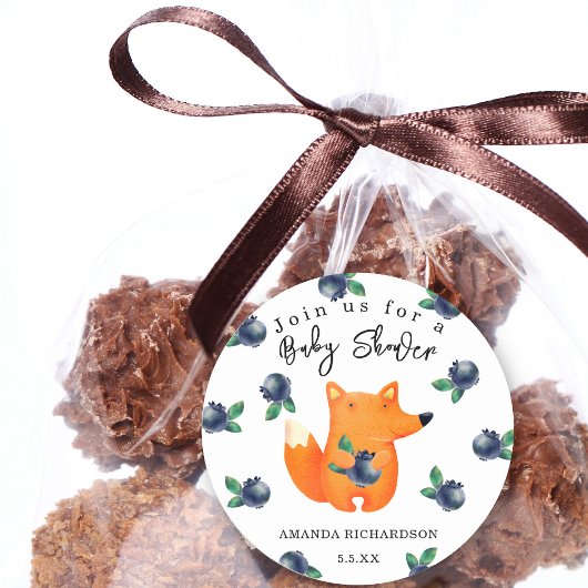 Sticker Rond Baby shower Renard