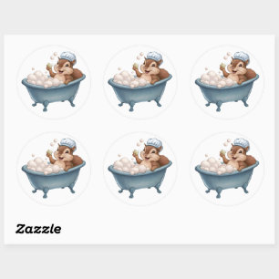 Sticker Rond Baby shower Rétro Squirrel