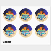 Sticker Rond Baby shower Retro Surfer (Feuille)