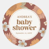 Sticker Rond Baby shower Retro Wildflowe (Devant)