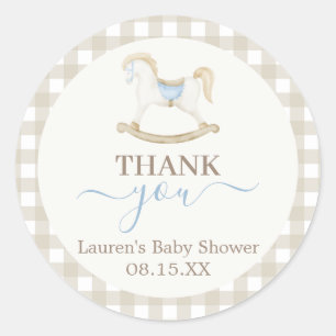 Sticker rond Baby shower Rocking Horse