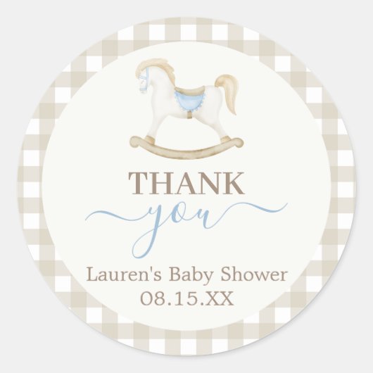 Sticker rond Baby shower Rocking Horse (Devant)