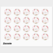 Sticker Rond Baby shower rose (Feuille)
