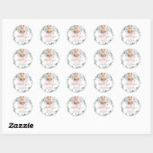 Sticker rond Baby shower rose (Feuille)