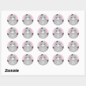 Sticker Rond Baby shower rose âne (Feuille)