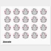 Sticker Rond Baby shower rose âne (Feuille)