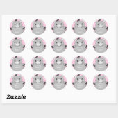 Sticker Rond Baby shower rose âne (Feuille)