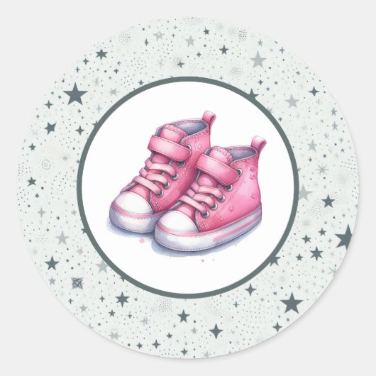 Sticker Rond Baby shower rose Baby High Tops (Devant)