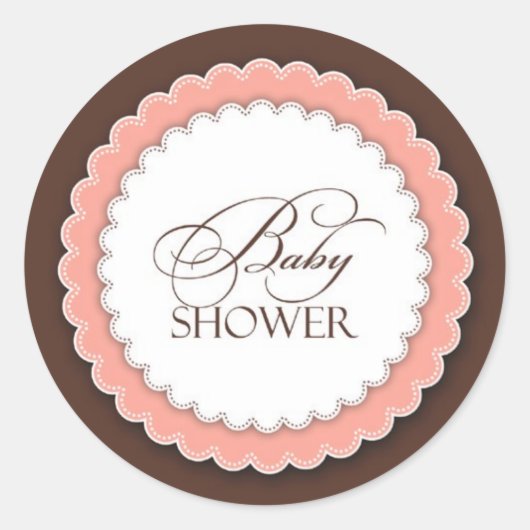 Sticker Rond Baby shower rose Brown (Devant)
