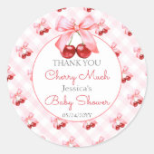 Sticker Rond Baby Shower Rose Cerise Ruban Rose (Devant)