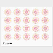 Sticker Rond Baby Shower Rose Clair (Feuille)