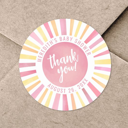 Sticker Rond Baby Shower Rose Clair