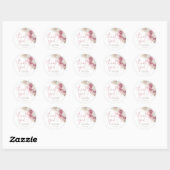Sticker Rond Baby shower Rose d'aquarelle tropicale (Feuille)