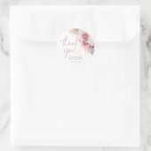 Sticker Rond Baby shower Rose d'aquarelle tropicale (Sac)