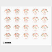 Sticker Rond Baby shower rose de pêche rose (Feuille)