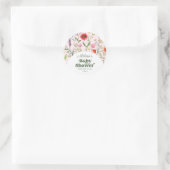 Sticker Rond Baby shower rose Fleur sauvage aquarelle (Sac)