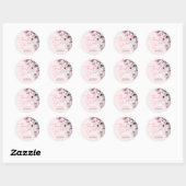 Sticker Rond Baby shower rose floral fille Merci (Feuille)
