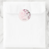Sticker Rond Baby shower rose floral fille Merci (Sac)